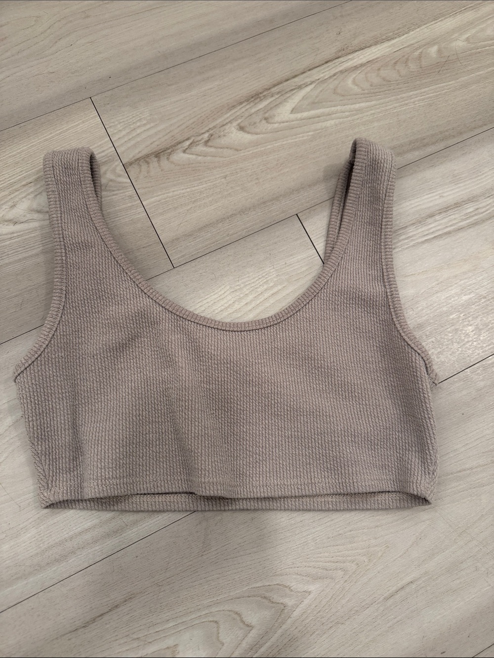 Ribbed Scoop Neck Cropped Tank - Taupe